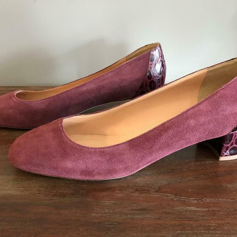 J.Crew $198 Suede Pumps with Block Heel G8170